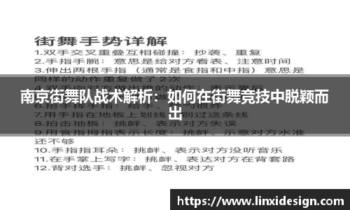 南京街舞队战术解析：如何在街舞竞技中脱颖而出